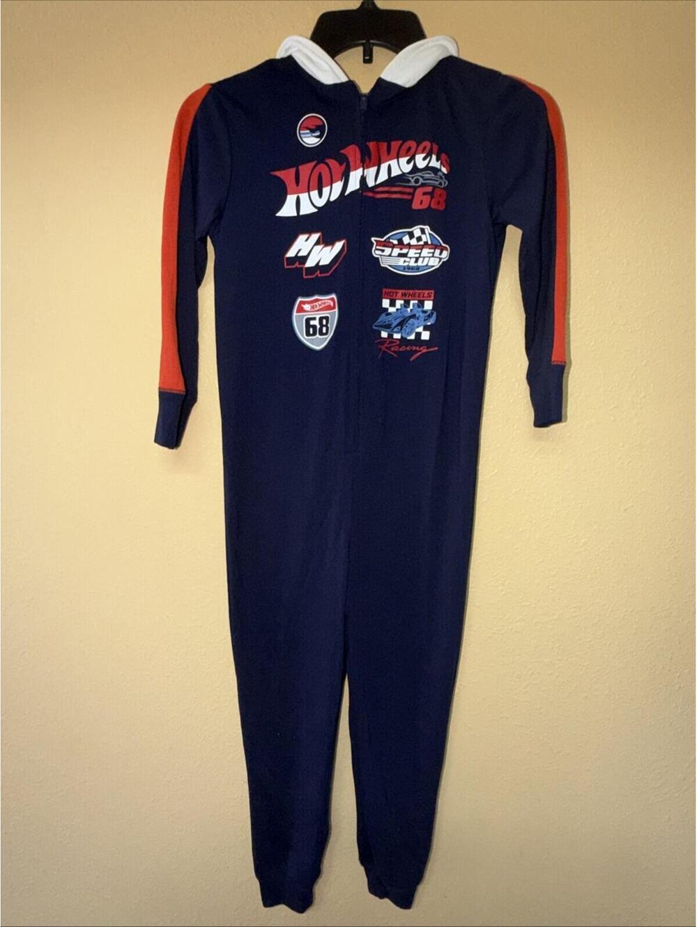 Gap Kids Boys Hot Wheels PJ One-Piece Coverall Navy Uniform, Size 6